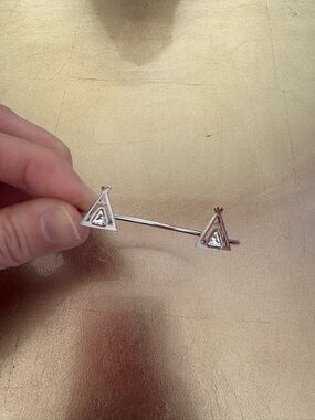 Silver Triangle Bracelet with Clear Crystal Accents
